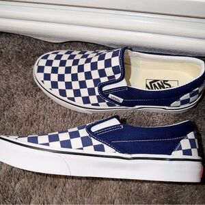New Vans Blue and White Checkered Slip-Ons (final price)